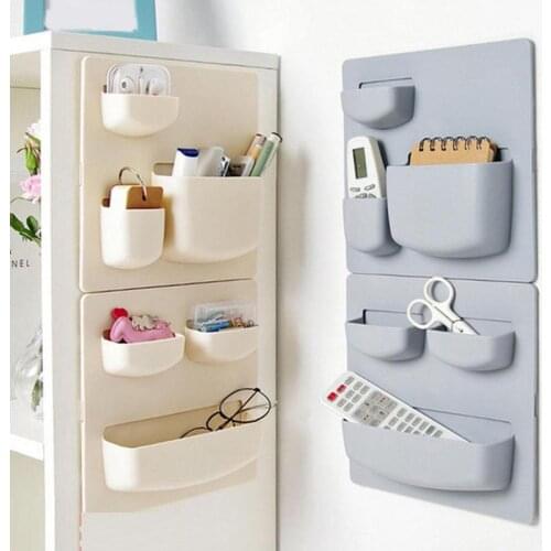 Self-adhesive Kitchen Bathroom Storage Rack Plastic Refrigerator Organizer Free Perforated Wall Mount Rack Household Items