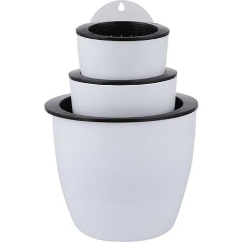 Self Watering Plant Flower Pot Automatic Water Absorption Planting Flower Pots Plastic Basin For Home Office Gardening 3Pcs