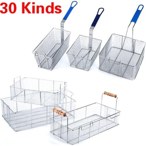 30 kinds Fryer Basket Screen French Fries Frame Square Filter Net Encrypt Colander Strainer Shaped Frying Stainless Steel Meshed
