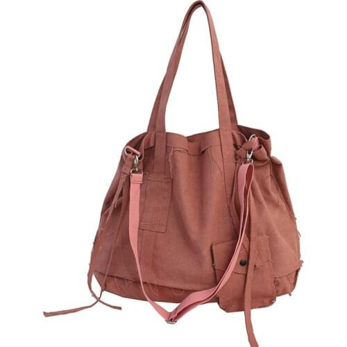 Women Students Large Capacity Bag Fabric Personality Fashion Shoulder Bag Unisex Literary Trend Handbag Cool Street