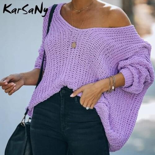 Autumn Sweater Oversize Pullover Women Long Sleeve Sexy V Neck Elegant Loose Solid Knitted 2021 Ladies Top Sweaters For Women