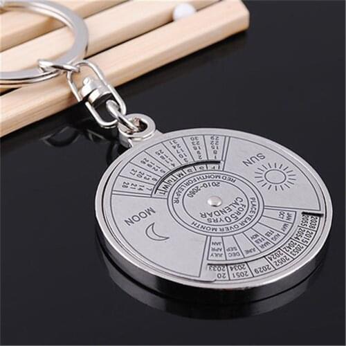 Creative Gifts Perpetual Calendar Keychain Metal 50 Years Calendar Keyring Key Chain Chinese And English Fonts