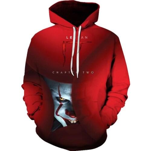 Spring, autumn and winter fashion new clown back to the soul of the night III 3D printing mens trendy casual hooded sweater