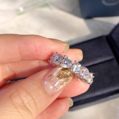 High Quality 925 Sterling Silver Stunning Lady Ring Heart Cubic Zirconia Engagement Wedding Band For Women Bridal Jewelry