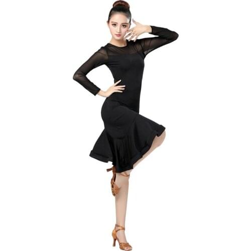 Latin Dance Skirt Woman Practice dress 2019 Performance Latin Dance Skirt Black Woman Latin Dance Dresses