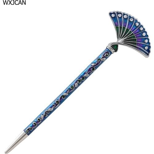 WXJCAN Unique hair stick cloisonne process fan-shape sticks for hair Hairpins for women wedding decorations Bijoux de tete H1087