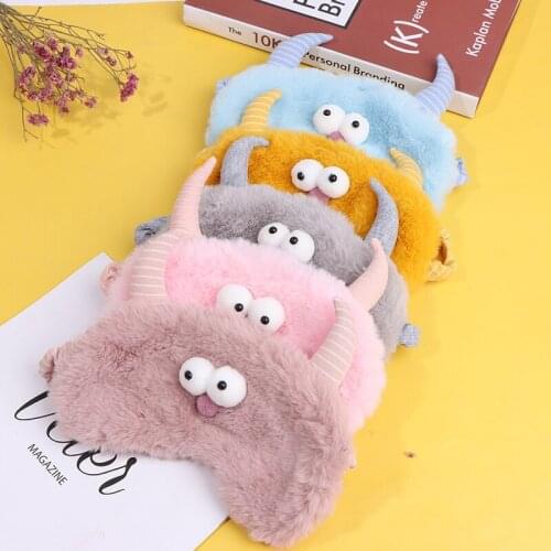 1PC Plush Sleeping Mask Blindfold Cute Cat Eye Cover Kids Anime Sleep Mask Cartoon Soft Plush Mask Travel Rest Eyepatch