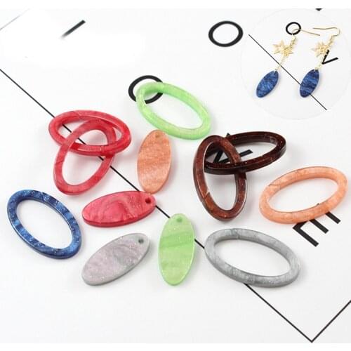 10pcs Acrylic Oval Beads Simple Geometric Earring Charms for Jewelry Making