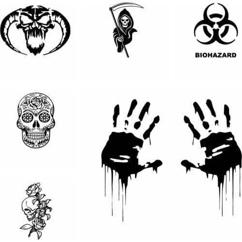 10 Styles Hot Sale Skull Car Sticker Funny Wrap Vinyl Car-Styling Auto Stickers And Decals Cars Decoration Accessories