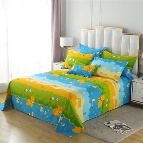 100% Cotton Cartoon Printing Bed Linen Stretch Washable Elastic Coverlet Household Bedspread Dust-proof Protector For Double Bed