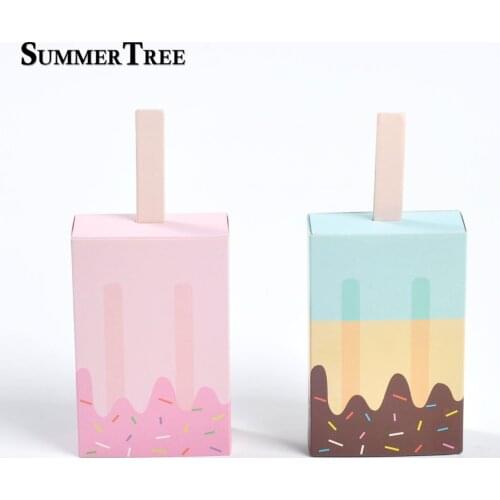 100pcs DIY Ice Cream Candy Box Treat Children Birthday Popsicle Candy Box Wedding Favors Gifts Birthday Party Supplies