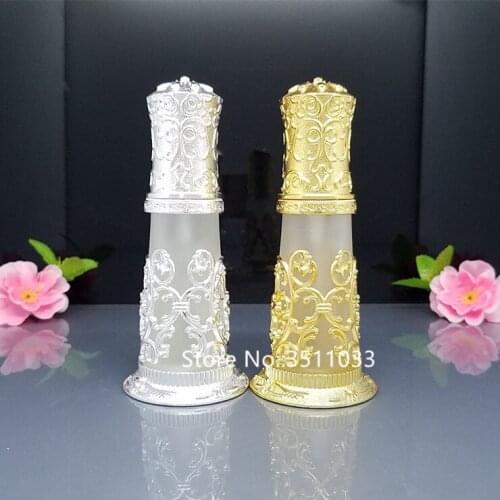 2PCS 30ML Metal Perfume Bottle Arab Style Portable Refillable Perfume Spray Bottle Retro Antique Perfume Bottle Silver Gold
