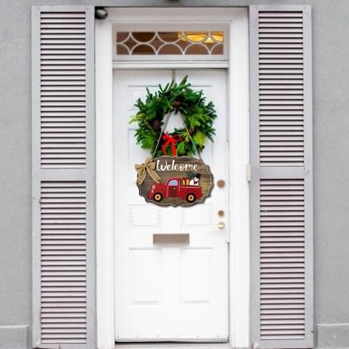 2021Creative Four Seasons Festival Doorplate 3D Three-Dimensional Wooden Welcome Hanging Doorplate Decorations for Home Ornament