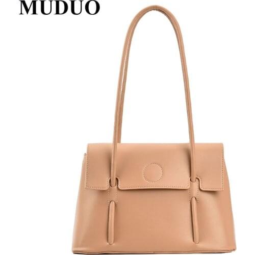 2021 Fashion Vintage Women Shoulder Bag Handle PU Leather Female Autumn Winter Solid Color Casual Hasp Large Capacity Handbags