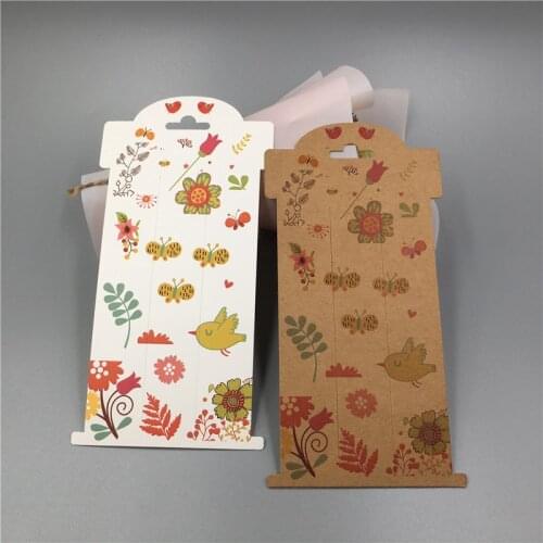50Pcs Kraft Paper Jewelry Hairpin Display Card Handmade Fashion Hair Accessories Packaging Paper Card 16x8cm