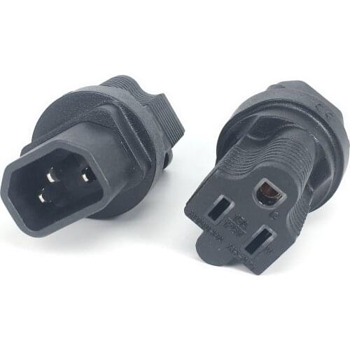 US NEMA 5-15R Female to IEC 60320-C14 Male Travel Power Adapter USA American 3 Prong Receptacle To C14 Power Converter Connector