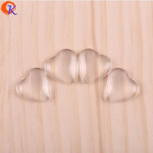 Heart Shape Jewelry Accessories 20MM 100 Pieces/Lot Clear Heart Glass No Adhesive For Bottle Caps Handmade DIY Suppliers