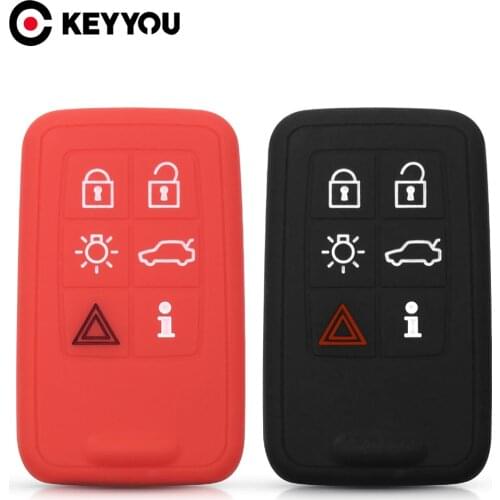 KEYYOU Car Styling 6 Buttons Silicone Rubber Smart Remote Key Case Fob Protection Cover For Volvo S40 S60 S80 V50 V70 XC60 XC70
