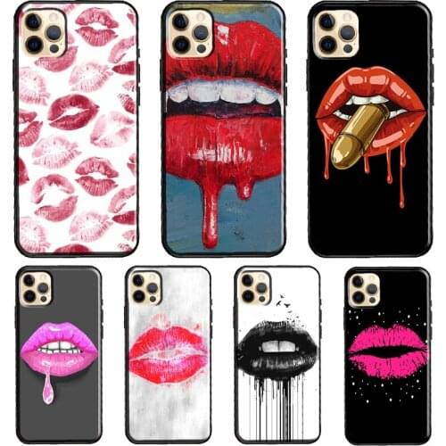 Sexy Red Lips Phone Case For iPhone 11 Pro Max XS XR X 12 Mini SE 2020 6S 7 8 Plus 12 Pro Max Cover