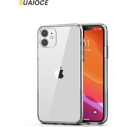 SUAIOCE for iPhone X XS XR 11 Pro Max SE2 Soft TPU Clear Bumper Transparent Cover for iPhone 7 8 Plus SE 2020 Protective Cases