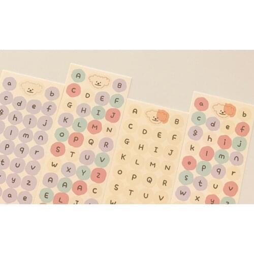 Ins Color Alphabet Label Sticker Sealing Collage Kawaii Small Pattern English Letter Stationery Creative Diy Decorative Sticker