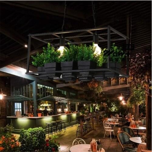 Countryside Style Plant Pendant Light Industrial Antique Wrought Iron Lighting Decorative Kitchen Restaurant Hotel Ceiling Lamp