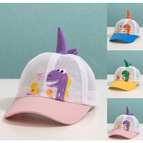 Children Baseball Sun Hat Breathable Net Embroidery Cartoons Boys Girls Kids Cap Shading Hollow Hat