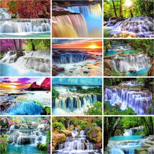 EverShine 5D Diamond Painting Full Square Waterfall Cross Stitch Diamond Embroidery Landscape Bead Picture Kits Wall Decor