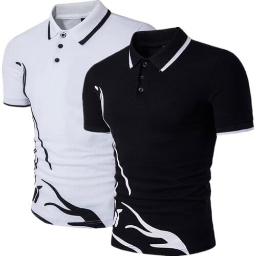 Brand New Men Polo Shirt Short Sleeve Male Casual Cotton Solid Anti-shrink Tops Mens Print Design Slim Fit Polo Shirt Men