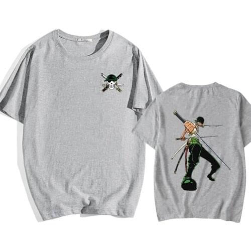 Roronoa Zoro T Shirt Fashion Casual Streetwear Double Print Hip Hop Summer Short Sleeve Male