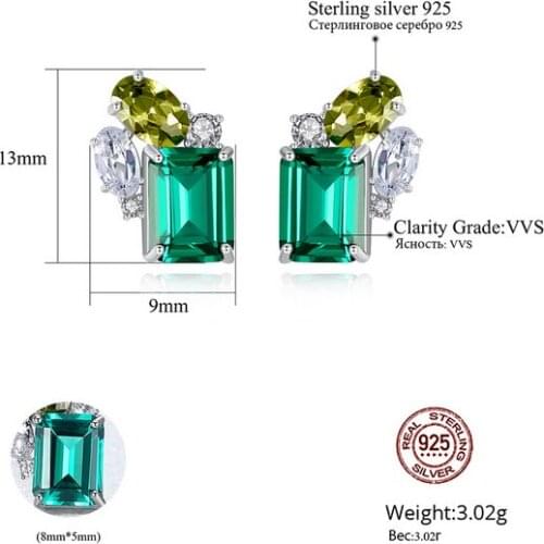 HOT Sell S925 Sterling Silver womens Crystal zircon ruby sapphire Korean atmospheric emerald Earrings