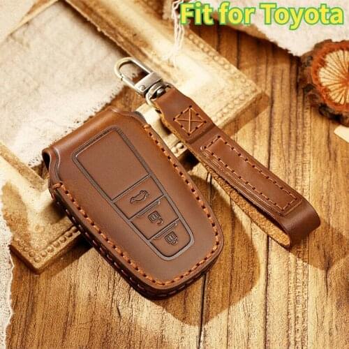 Leather Key Case For Toyota Camry CHR Corolla RAV4 Avalon Land Cruiser Prado Prius Remote Fob Cover 2 3 Button 2018 2019 2020