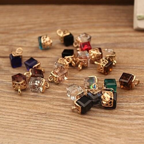 Hot Sale New DIY 30pcs Fashion Charm Gifts Cube Crystal Alloy Pendant Making Hair Bracelet Necklace Charms Jewelry Accessories