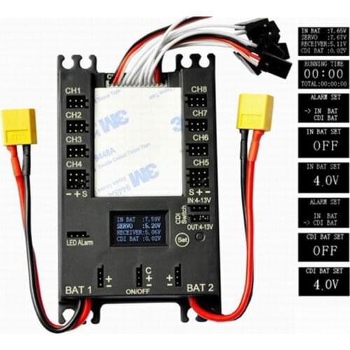 Rccskj 4106 Mini Power DP Pro Mini Servo Section Board 9 Channels Power Box Built 20A BEC and CDI remote switch For Gas Plane