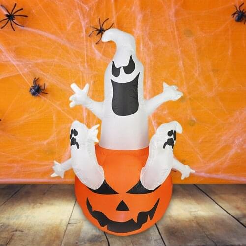 Halloween Inflatable Scary Ghost & Pumpkin Decorations with LED Lights Home Holiday Lawn Indoor Decorations Props US-Plug