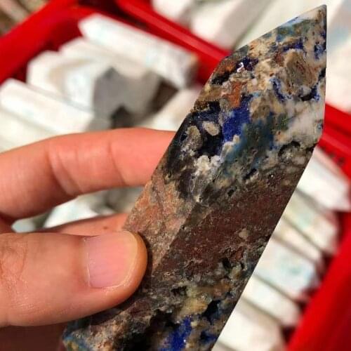 Natural Crystal Wand Point And Blue Ore.Healing Mineral Stone.Home Room Decoration.1pc60-90mm