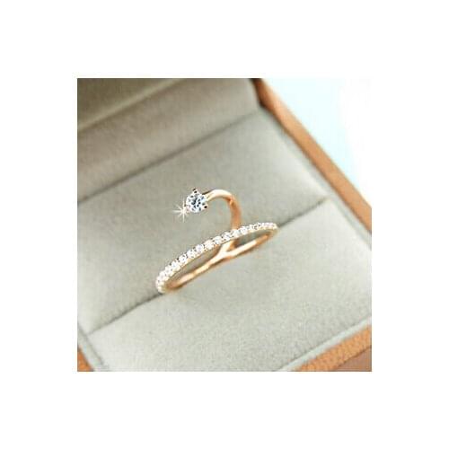 New Woman Rings Shiny Zircon Finger Wedding Snake Open Ring Fashion Accessories Trendy Jewelry
