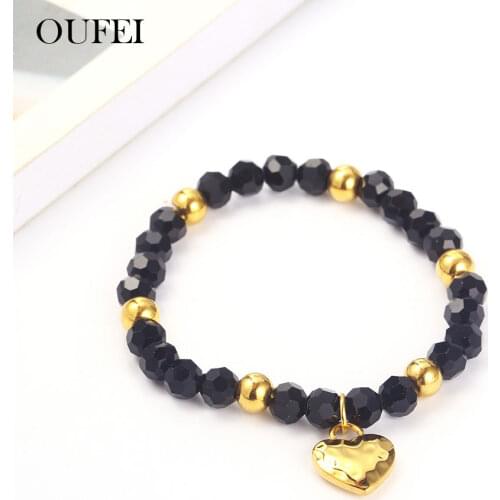 OUFEI Heart Elastic Rope Bracelets Bangles Stainless Steel Jewelry Woman Fashion Jewelry Accessories Gifts For Women