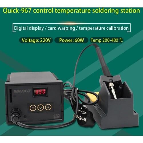 Quick 967 Temperature Control Soldering Station Silicone Electric Soldering Iron Digital Display Welding Station 60W ESD Safe