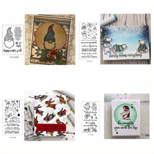 Clear Silicone Stamps Happy Winter Christmas Santa Polar Bear Dog Decorate Cards Making Paper Scrapbooking Craft New Stamps 2019