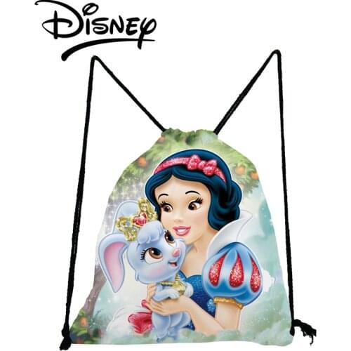 Disney Princess Snow White Printed Backpack Casual Cartoon Drawstring Bag Student Bookbag Storage Bag Cute Girl Soft Back Bag