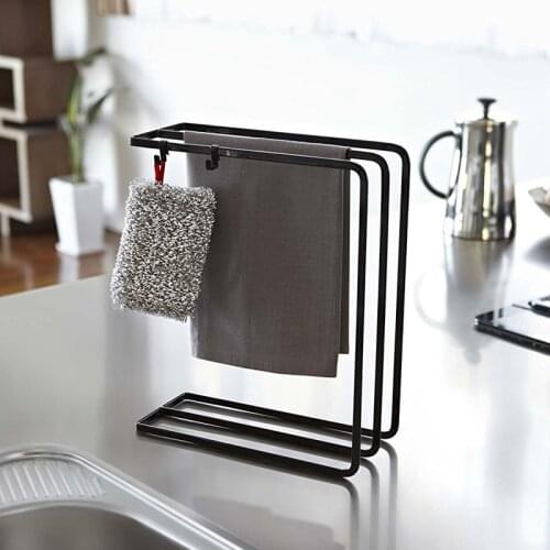 Dish Cloth Hanger Kitchen Towel Holder Stand Hand Towel Holder Black Towel Rail Dryer Towel Rack Bathroom Towel Hanger With Hook