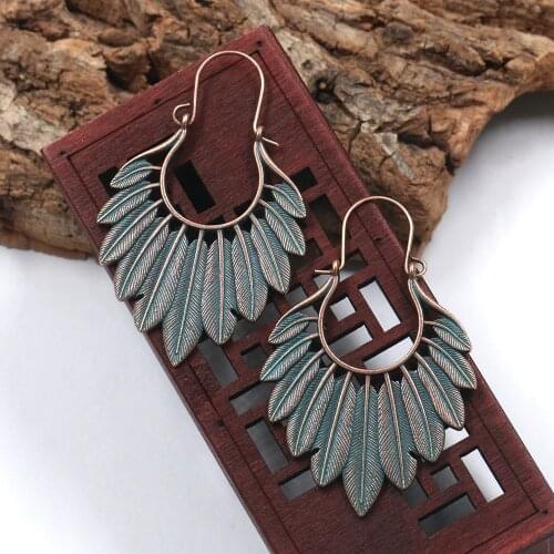 Vintage Boho Leaf Indian Jhumka Earrings For Women Ethnic Alloy Dangle Earrings Accessories Wholesale