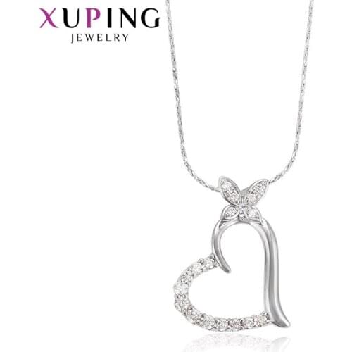 Xuping Fashion Heart Shape Pendant Rhodium Color Plated Jewelry for Women Mothers Day Gift M34-30074
