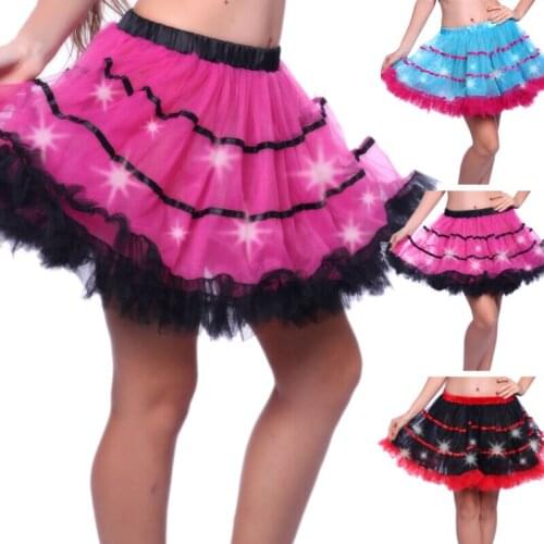 Lady LED Light Up Layered Dance Rave Tutu Skirts Adult Costume Fancy