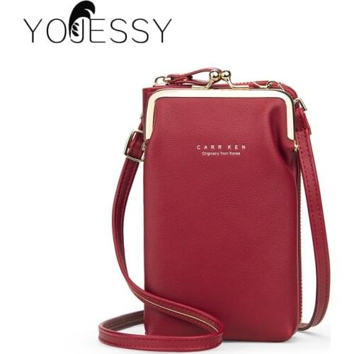 YOJESSY Women Bag Phone Pocket Pu Leather Ladies Crossbody Bags Purse Female Messenger Bag 2105