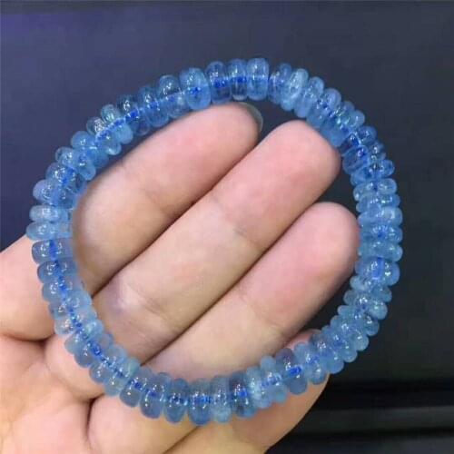 Natural Genuine Blue Ocean Crystal Stone Women Ladies Fashion Bracelet 8*4mm