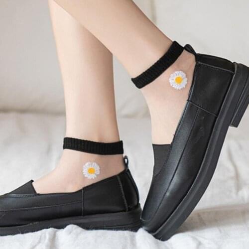 1 Pair Lace Mesh Fishnet Socks Marguerite Antiskid Stretchy Clear Thin Invisible Women Ankle Short Socks Fashion Party Silk Sock