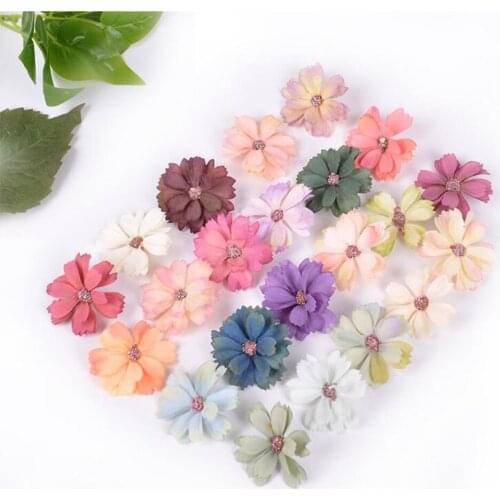 10PCS 4.5CM Simulation flower DIY multi-layer flower head silk wedding decoration flower six petal flower drama head flower