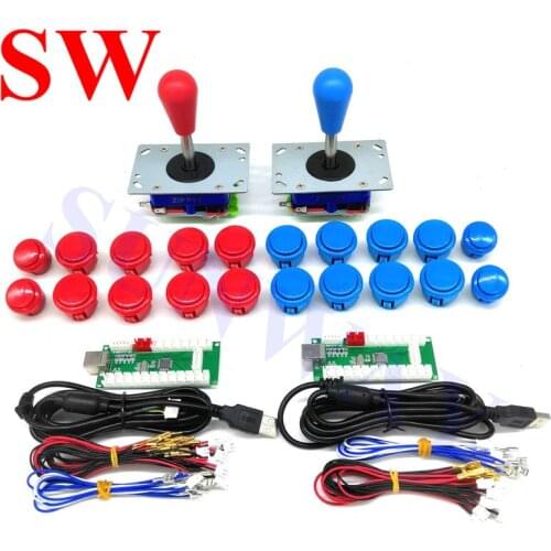 2Player DIY Arcade Kits with USB Encoder PC Zippy Joystick with Oval ball +Push Buttons +Wire Harness for Android/ Raspberry Pi